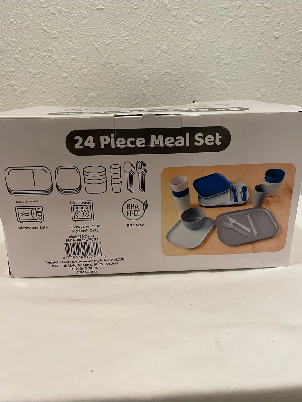 24-Piece Blue & Light Gray Kids Meal Set - BPA-Free Dinnerware